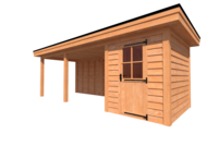 Tuinhuis met veranda plat dak 200 x 250 + 500cm Tuinhuis met veranda plat dak 200 x 250 + 500cm