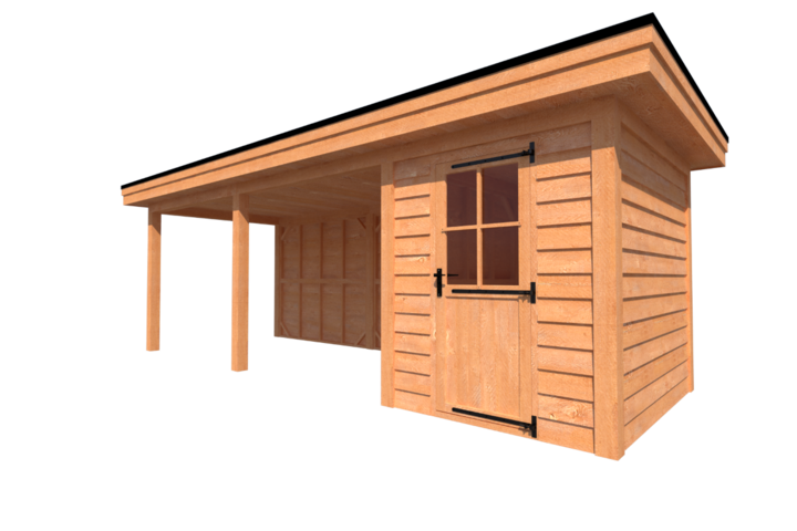Tuinhuis met veranda plat dak 200 x 250 + 500cm Tuinhuis met veranda plat dak 200 x 250 + 500cm