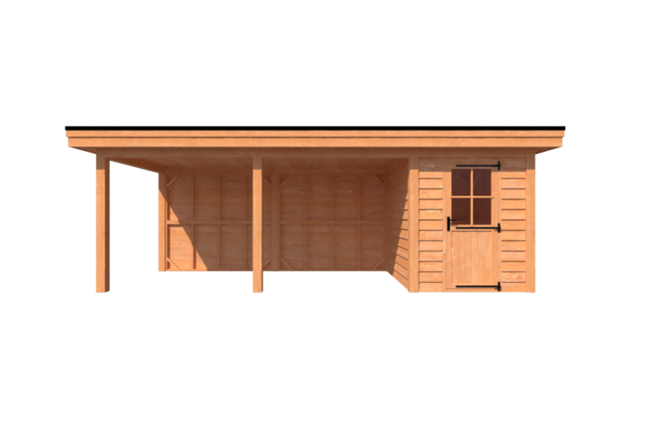 Tuinhuis met veranda plat dak 200 x 250 + 500cm Tuinhuis met veranda plat dak 200 x 250 + 500cm