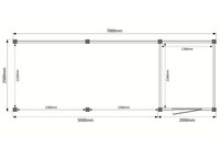 Tuinhuis met veranda plat dak 200 x 250 + 500cm Tuinhuis met veranda plat dak 200 x 250 + 500cm