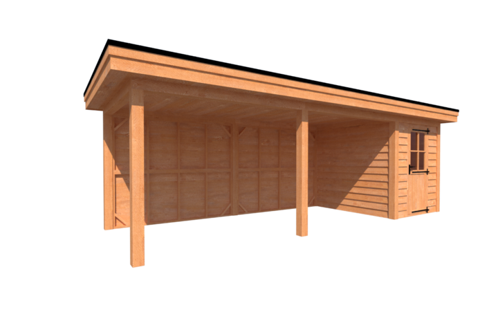 Tuinhuis met veranda plat dak 200 x 250 + 550cm