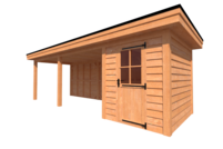 Tuinhuis met veranda plat dak 200 x 250 + 550cm