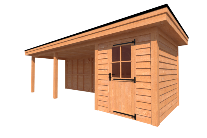 Tuinhuis met veranda plat dak 200 x 250 + 550cm