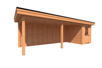 Tuinhuis met veranda plat dak 200 x 250 + 600cm Tuinhuis met veranda plat dak 200 x 250 + 600cm