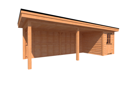 Tuinhuis met veranda plat dak 200 x 250 + 600cm Tuinhuis met veranda plat dak 200 x 250 + 600cm