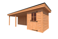 Tuinhuis met veranda plat dak 200 x 250 + 600cm Tuinhuis met veranda plat dak 200 x 250 + 600cm