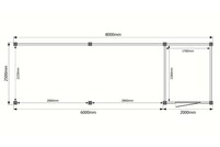 Tuinhuis met veranda plat dak 200 x 250 + 600cm Tuinhuis met veranda plat dak 200 x 250 + 600cm