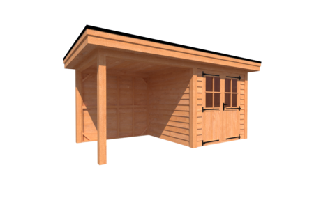 Tuinhuis met veranda plat dak 250 x 250 + 250cm Tuinhuis met veranda plat dak 250 x 250 + 250cm
