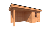 Tuinhuis met veranda plat dak 250 x 250 + 300cm