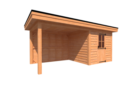 Tuinhuis met veranda plat dak 250 x 250 + 300cm