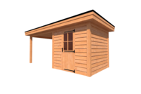 Tuinhuis met veranda plat dak 250 x 250 + 300cm