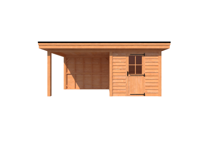 Tuinhuis met veranda plat dak 250 x 250 + 300cm