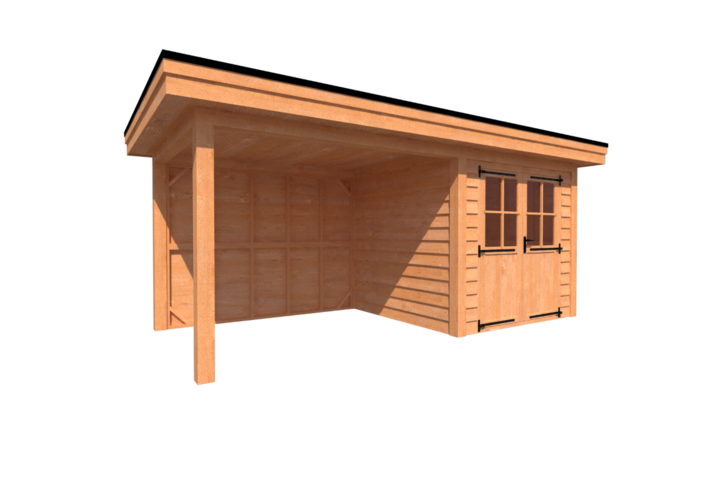 Tuinhuis met veranda plat dak 250 x 250 + 300cm Tuinhuis met veranda plat dak 250 x 250 + 300cm