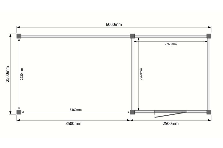 Tuinhuis met veranda plat dak 250 x 250 + 350cm Tuinhuis met veranda plat dak 250 x 250 + 350cm