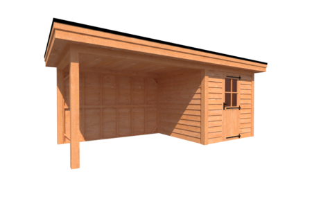 Tuinhuis met veranda plat dak 250 x 250 + 350cm Tuinhuis met veranda plat dak 250 x 250 + 350cm