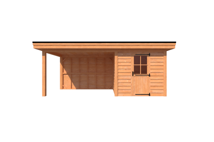 Tuinhuis met veranda plat dak 250 x 250 + 350cm Tuinhuis met veranda plat dak 250 x 250 + 350cm