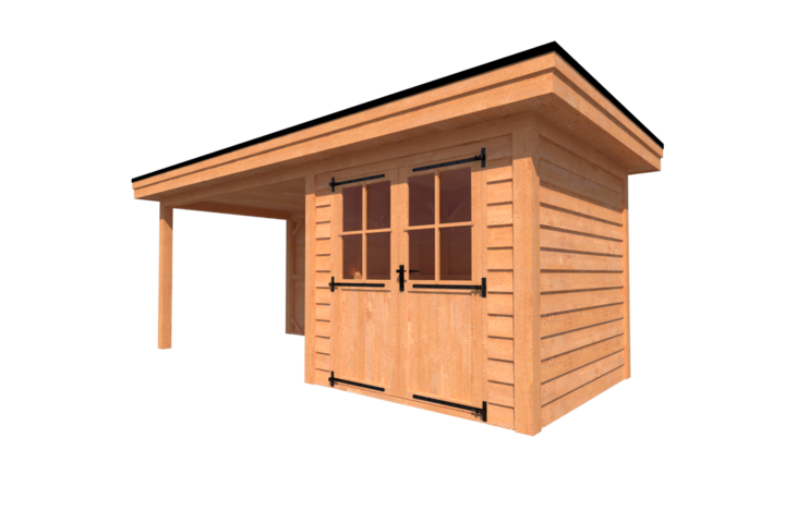 Tuinhuis met veranda plat dak 250 x 250 + 350cm Tuinhuis met veranda plat dak 250 x 250 + 350cm