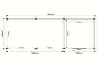 Tuinhuis met veranda plat dak 250 x 250 + 450cm