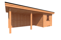 Tuinhuis met veranda plat dak 250 x 250 + 450cm