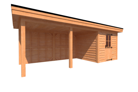 Tuinhuis met veranda plat dak 250 x 250 + 450cm Tuinhuis met veranda plat dak 250 x 250 + 450cm