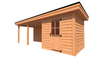 Tuinhuis met veranda plat dak 250 x 250 + 450cm