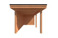 Tuinhuis met veranda plat dak 250 x 250 + 450cm