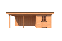 Tuinhuis met veranda plat dak 250 x 250 + 450cm
