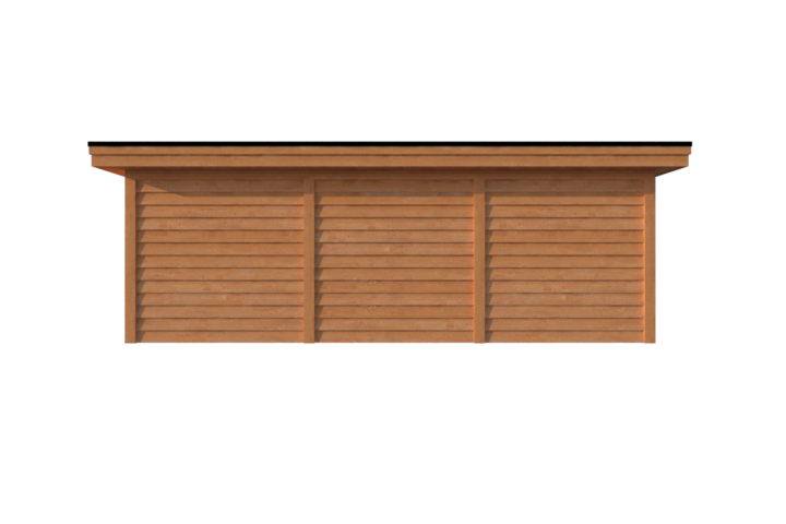 Tuinhuis met veranda plat dak 250 x 250 + 450cm