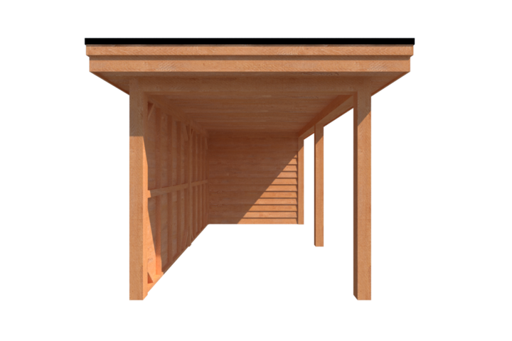 Tuinhuis met veranda plat dak 250 x 250 + 450cm