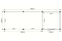 Tuinhuis met veranda plat dak 250 x 250 + 500cm