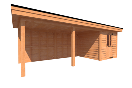 Tuinhuis met veranda plat dak 250 x 250 + 500cm Tuinhuis met veranda plat dak 250 x 250 + 500cm