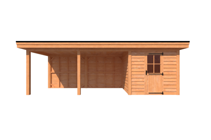 Tuinhuis met veranda plat dak 250 x 250 + 500cm