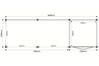 Tuinhuis met veranda plat dak 250 x 250 + 550cm Tuinhuis met veranda plat dak 250 x 250 + 550cm