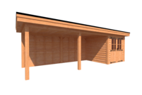 Tuinhuis met veranda plat dak 250 x 250 + 550cm Tuinhuis met veranda plat dak 250 x 250 + 550cm