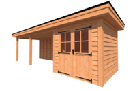 Tuinhuis met veranda plat dak 250 x 250 + 550cm Tuinhuis met veranda plat dak 250 x 250 + 550cm