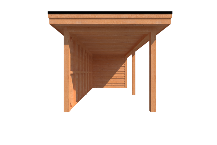 Tuinhuis met veranda plat dak 250 x 250 + 550cm Tuinhuis met veranda plat dak 250 x 250 + 550cm