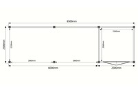 Tuinhuis met veranda plat dak 250 x 250 + 600cm Tuinhuis met veranda plat dak 250 x 250 + 600cm