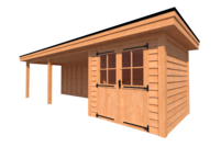 Tuinhuis met veranda plat dak 250 x 250 + 600cm Tuinhuis met veranda plat dak 250 x 250 + 600cm