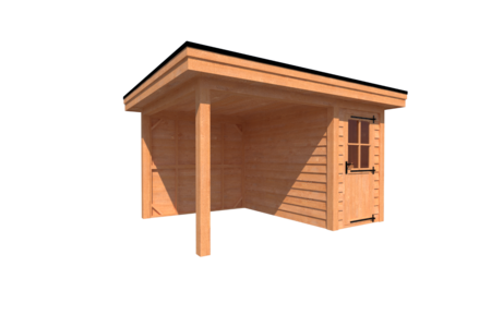 Tuinhuis met veranda plat dak 150 x 300 + 250cm