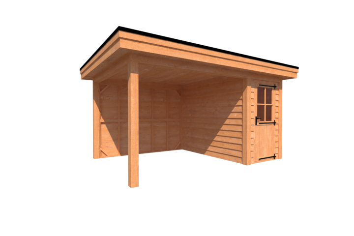 Tuinhuis met veranda plat dak 150 x 300 + 300cm Tuinhuis met veranda plat dak 150 x 300 + 300cm