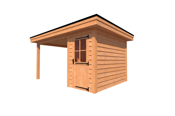Tuinhuis met veranda plat dak 150 x 300 + 300cm Tuinhuis met veranda plat dak 150 x 300 + 300cm