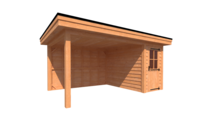 Tuinhuis met veranda plat dak 150 x 300 + 350cm Tuinhuis met veranda plat dak 150 x 300 + 350cm