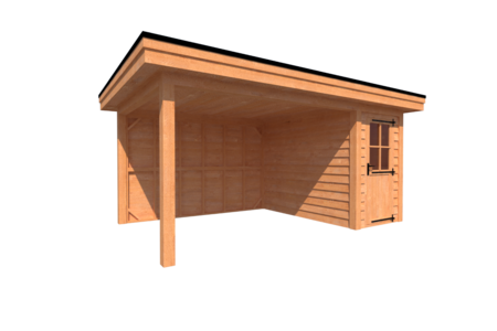 Tuinhuis met veranda plat dak 150 x 300 + 350cm Tuinhuis met veranda plat dak 150 x 300 + 350cm