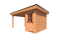 Tuinhuis met veranda plat dak 150 x 300 + 350cm Tuinhuis met veranda plat dak 150 x 300 + 350cm