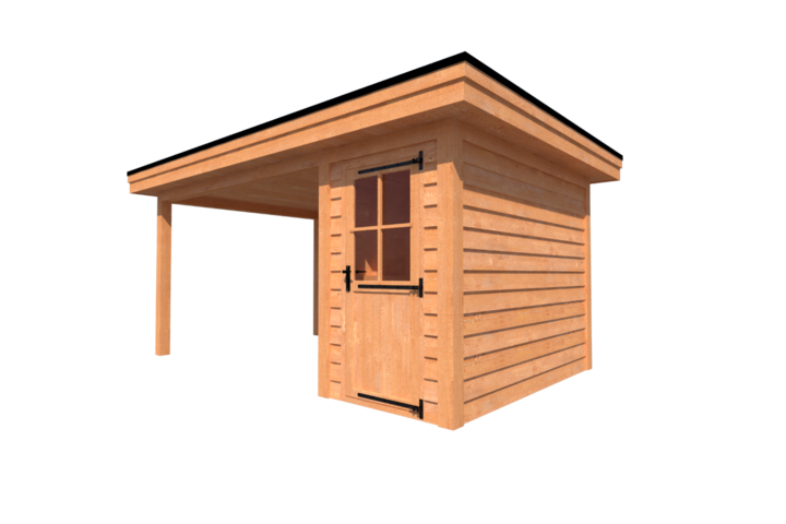Tuinhuis met veranda plat dak 150 x 300 + 350cm Tuinhuis met veranda plat dak 150 x 300 + 350cm