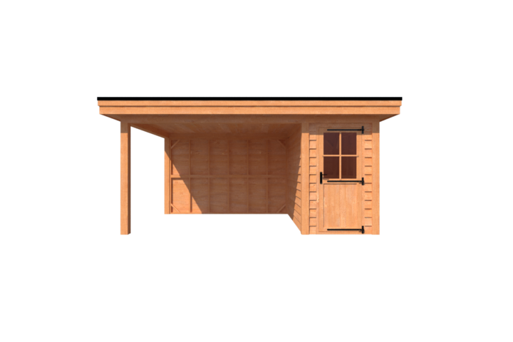 Tuinhuis met veranda plat dak 150 x 300 + 350cm Tuinhuis met veranda plat dak 150 x 300 + 350cm