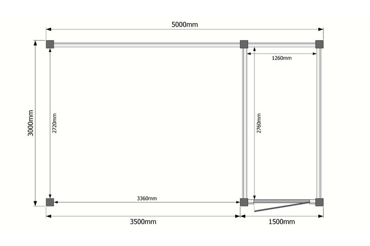 Tuinhuis met veranda plat dak 150 x 300 + 350cm Tuinhuis met veranda plat dak 150 x 300 + 350cm