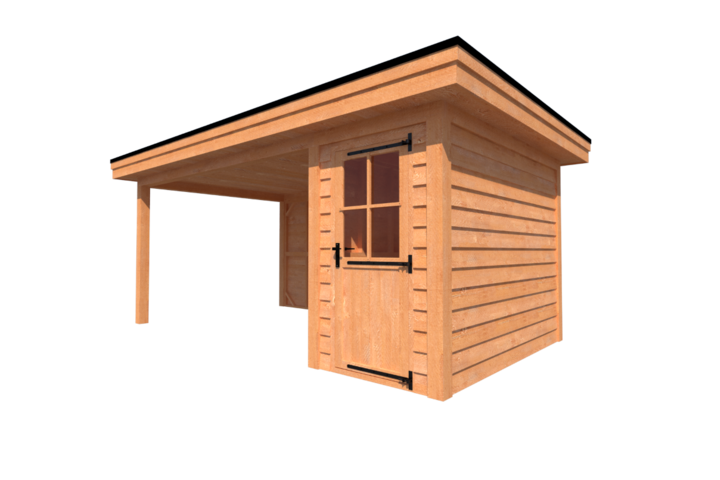 Tuinhuis met veranda plat dak 150 x 300 + 400cm Tuinhuis met veranda plat dak 150 x 300 + 400cm