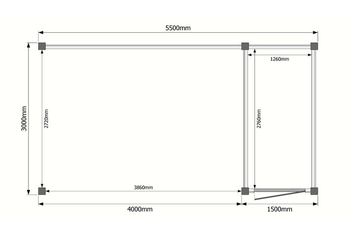 Tuinhuis met veranda plat dak 150 x 300 + 400cm Tuinhuis met veranda plat dak 150 x 300 + 400cm