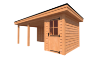 Tuinhuis met veranda plat dak 150 x 300 + 450cm Tuinhuis met veranda plat dak 150 x 300 + 450cm